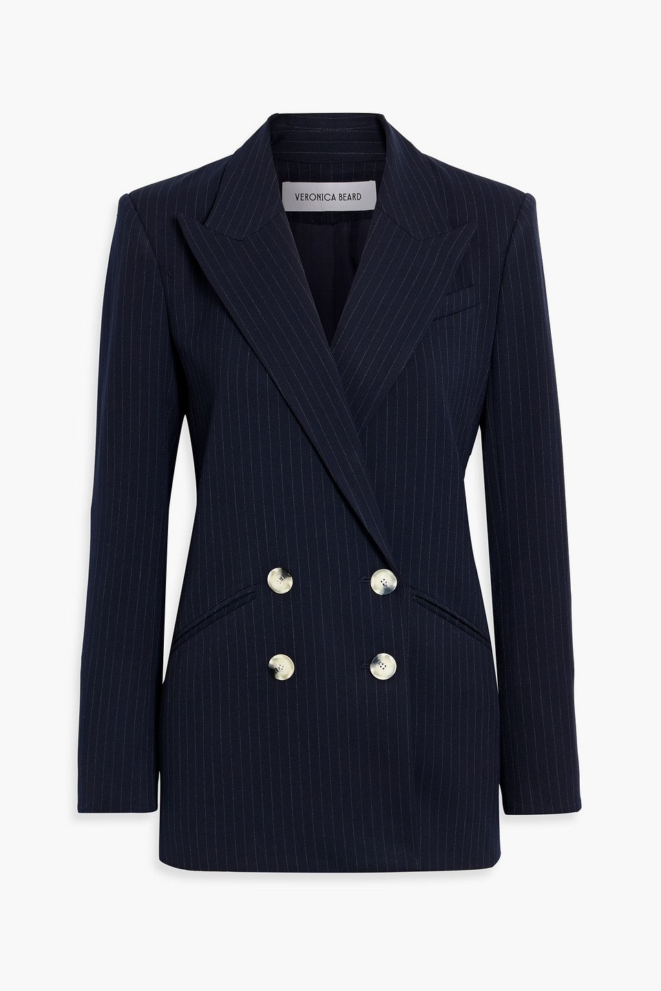 Veronica Beard Dale Dickey Double-breasted Pinstriped Twill Blazer In Blue
