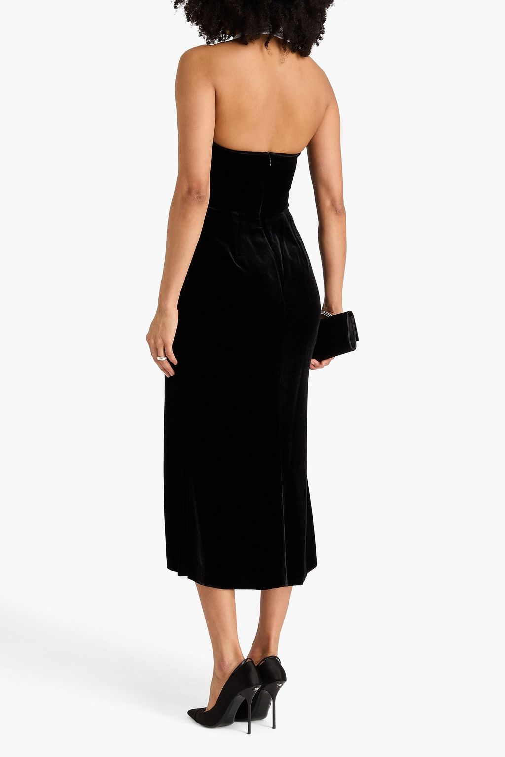 TEMPERLEY LONDON Ashcombe piqué-paneled velvet halterneck midi dress