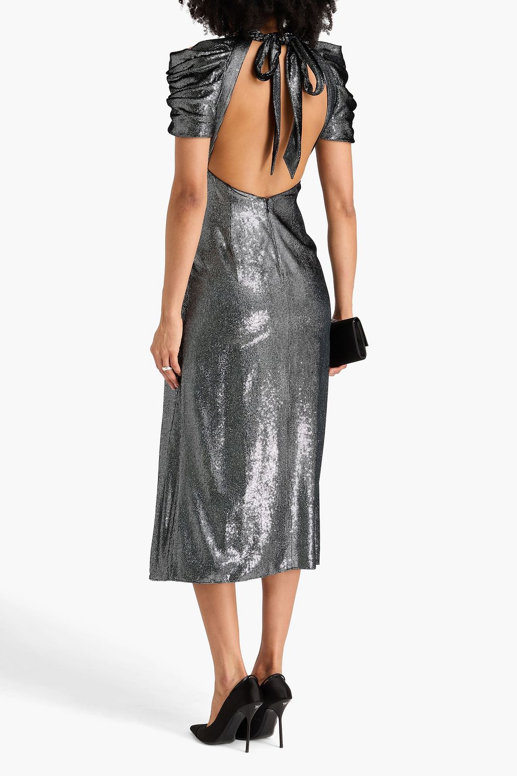 TEMPERLEY LONDON Larisa draped metallic velvet midi dress