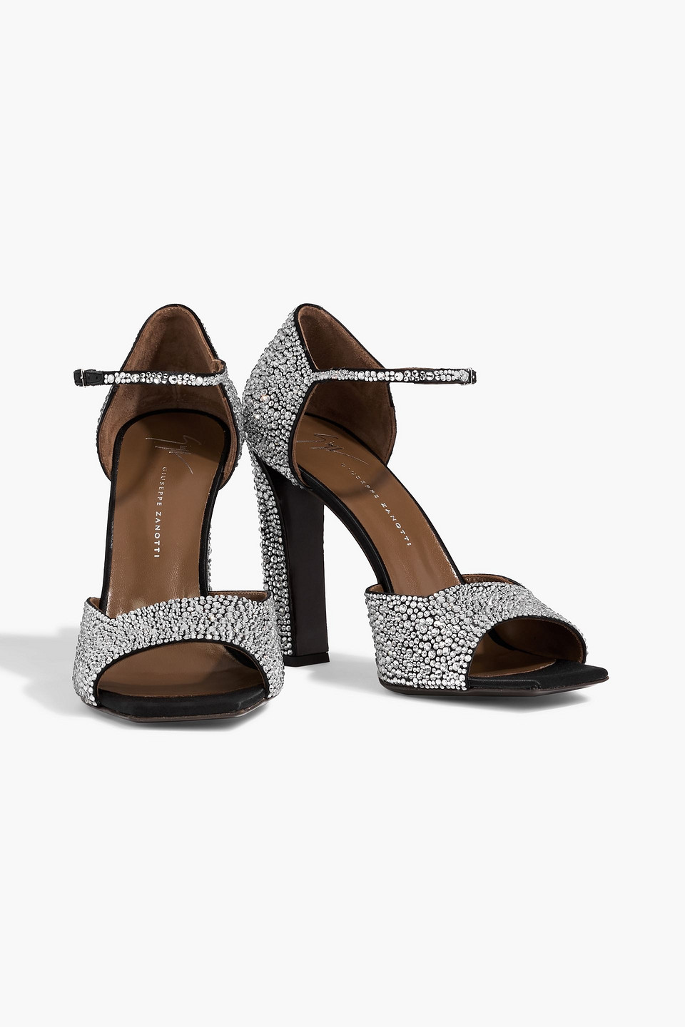 Giuseppe Zanotti Mya 105 Crystal-embellished Satin Sandals In Silver