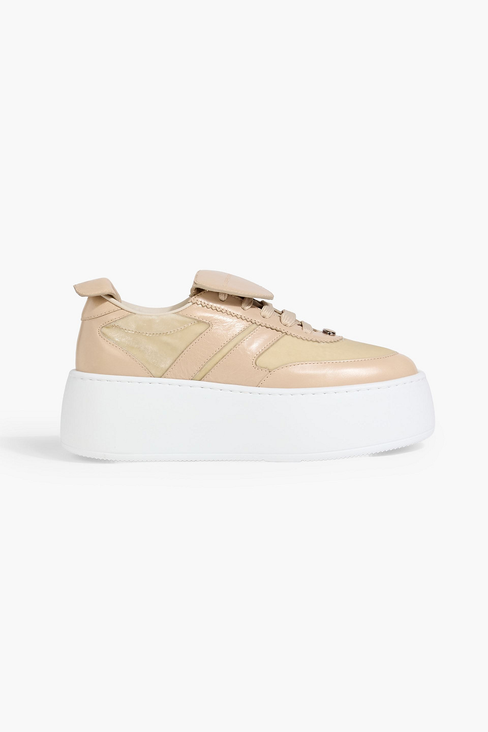 Giuseppe Zanotti Gz League Maxi Velvet And Leather Platform Sneakers In Nude