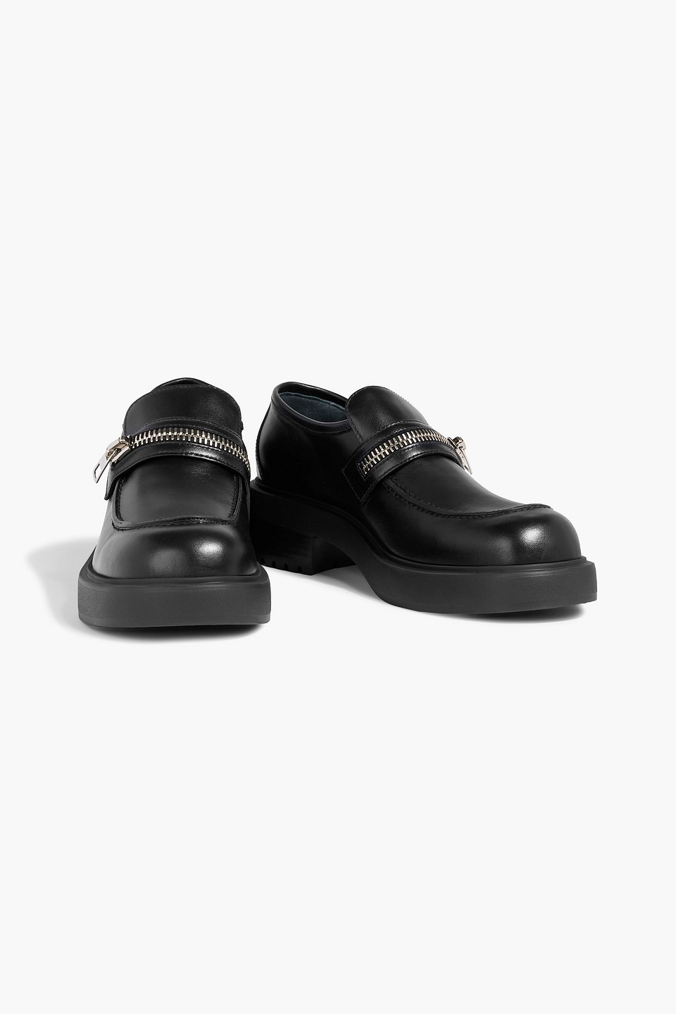 Giuseppe Zanotti Murphie Zip-detailed Leather Loafers In Black