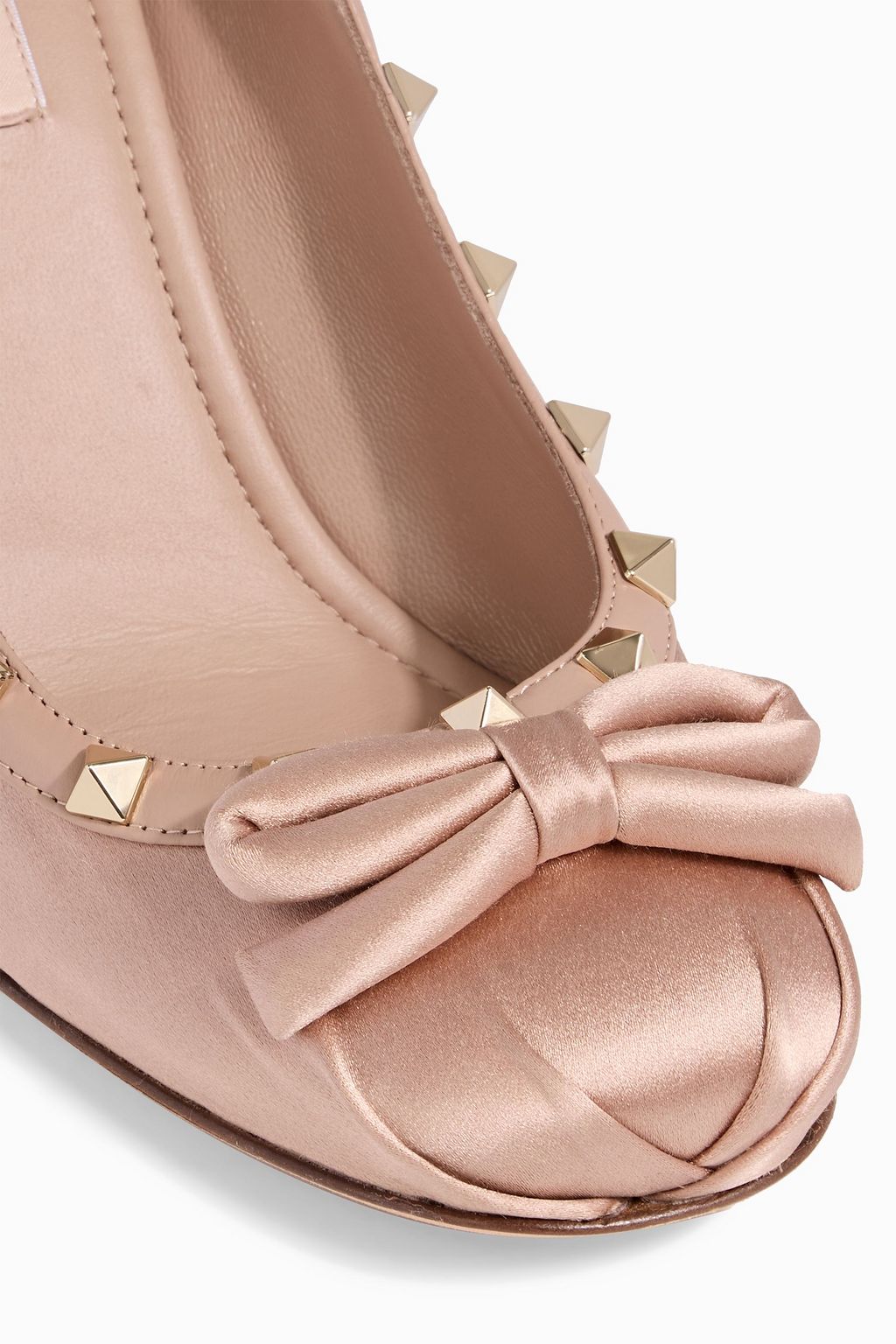 VALENTINO GARAVANI Rockstud bow-detailed satin pumps