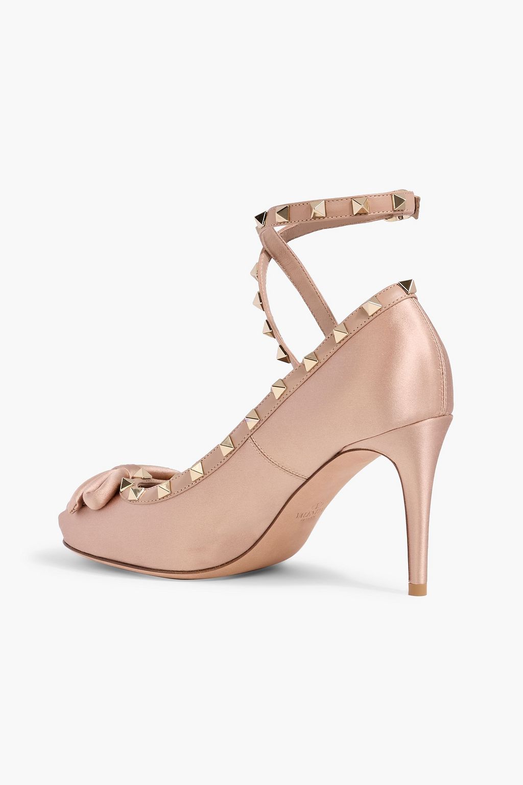 VALENTINO GARAVANI Rockstud bow-detailed satin pumps