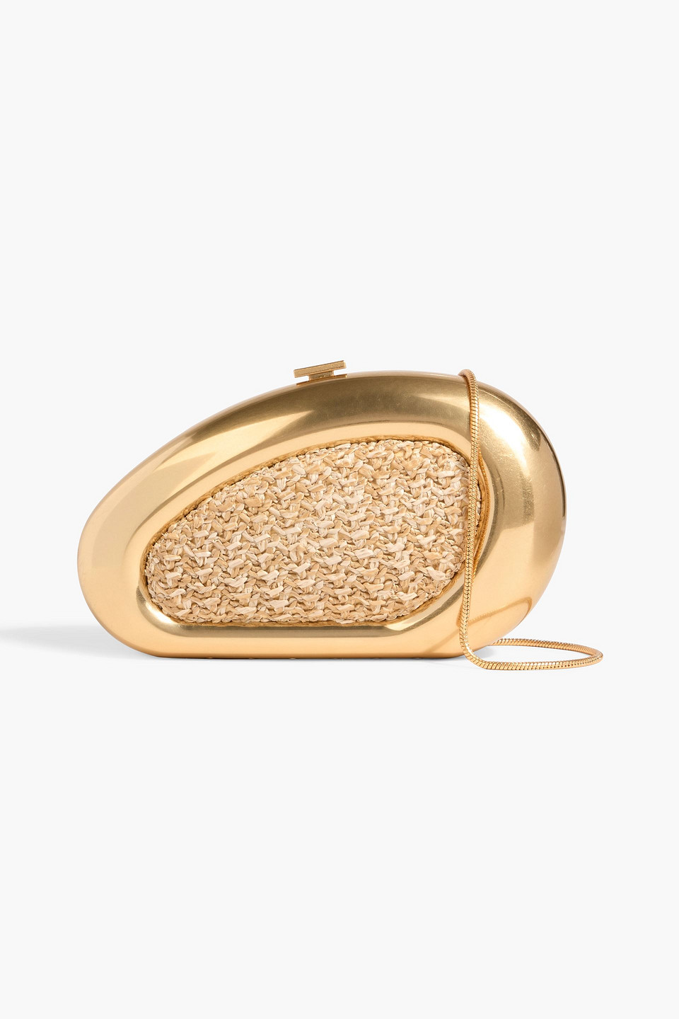 Simkhai Luna Gold-tone And Raffia Clutch
