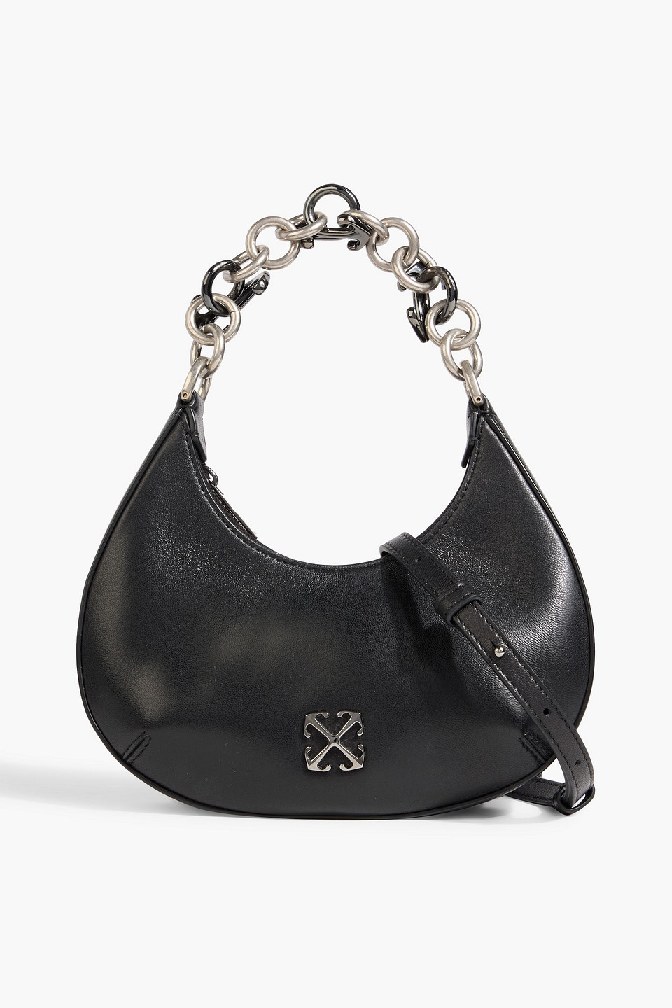 Off-white Hemisphere Leather Shoulder Bag In Black