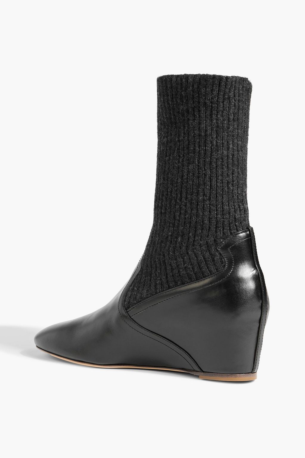 GABRIELA HEARST Abner leather and ribbed-knit wedge ankle boots