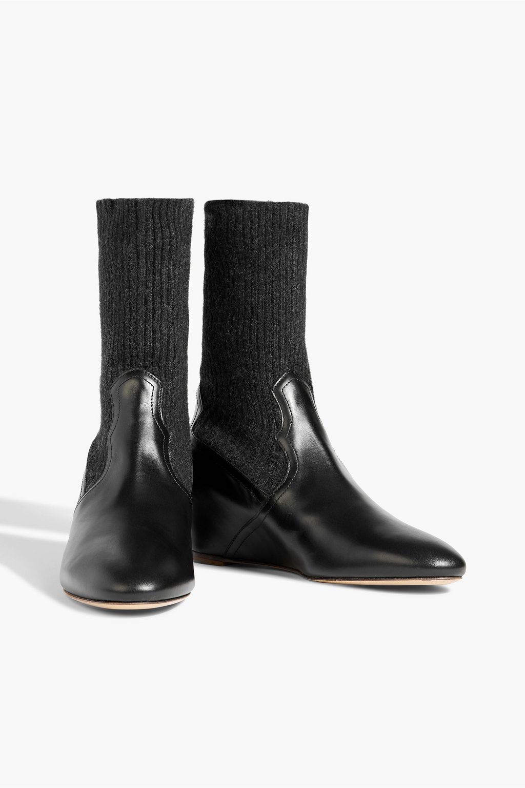 GABRIELA HEARST Abner leather and ribbed-knit wedge ankle boots