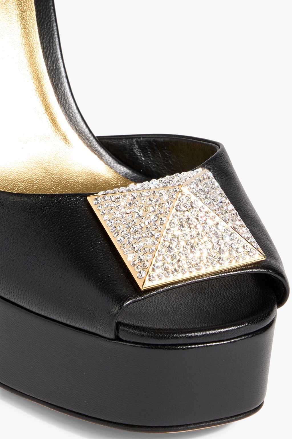 VALENTINO GARAVANI One Stud crystal-embellished leather platform sandals