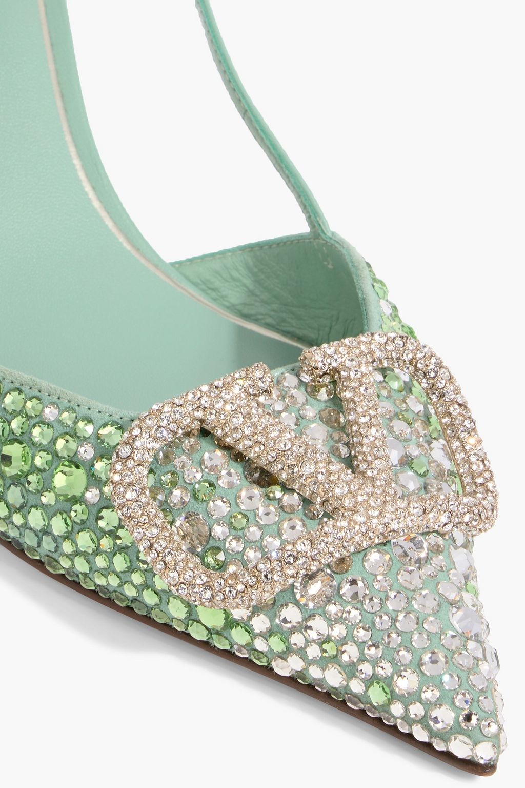 VALENTINO GARAVANI VLOGO embellished leather and suede slingback pumps