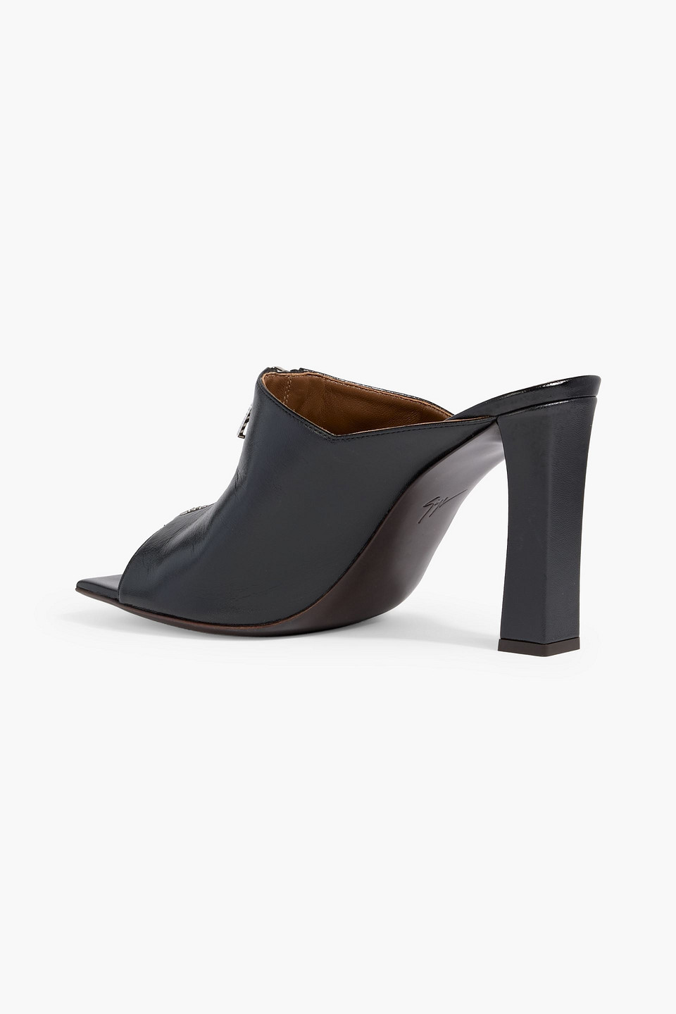 Giuseppe Zanotti Oraine 90 Zip-detailed Leather Mules In Black