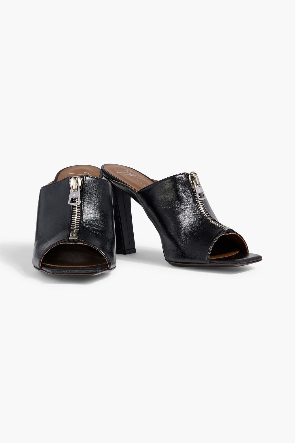 GIUSEPPE ZANOTTI Oraine 90 zip-detailed leather mules