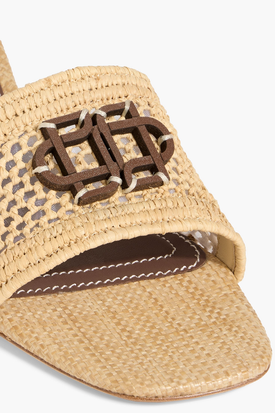 Simkhai Sydney Appliquéd Raffia Mules In Neutral