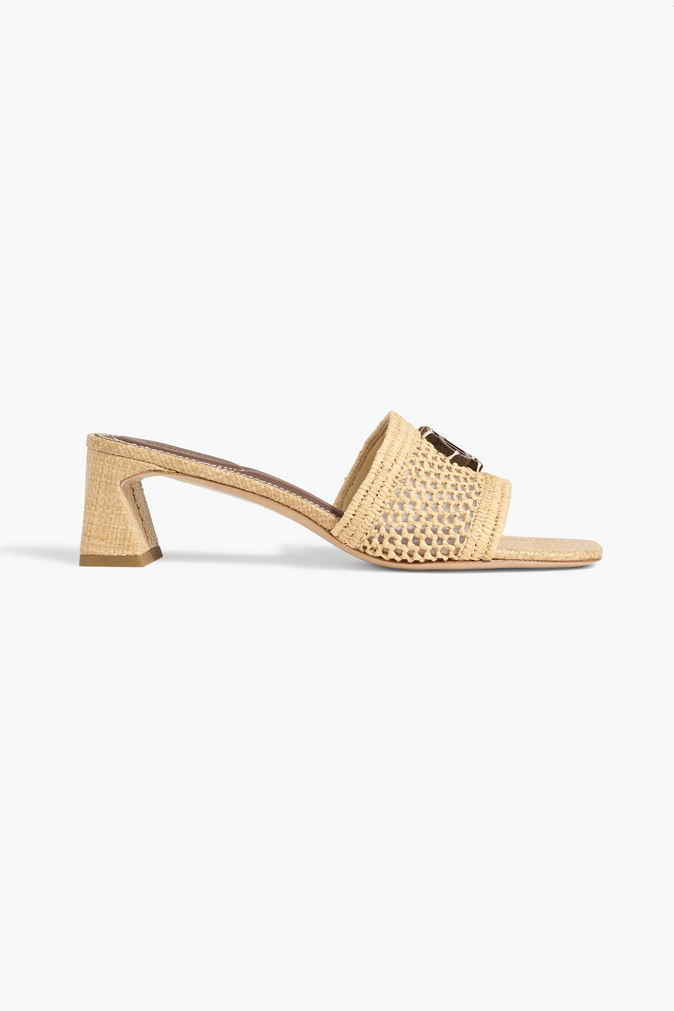 Simkhai Sydney Appliquéd Raffia Mules In Neutral