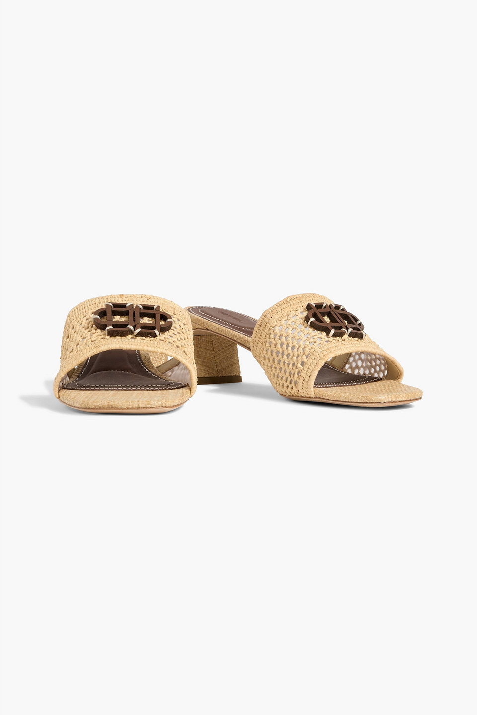 Simkhai Sydney Appliquéd Raffia Mules In Neutral