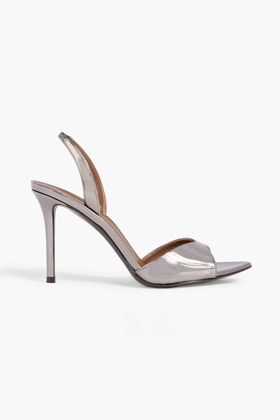 giuseppe zanotti - clandestino 90 mirrored-leather slingback sandals - metallic - eu 38