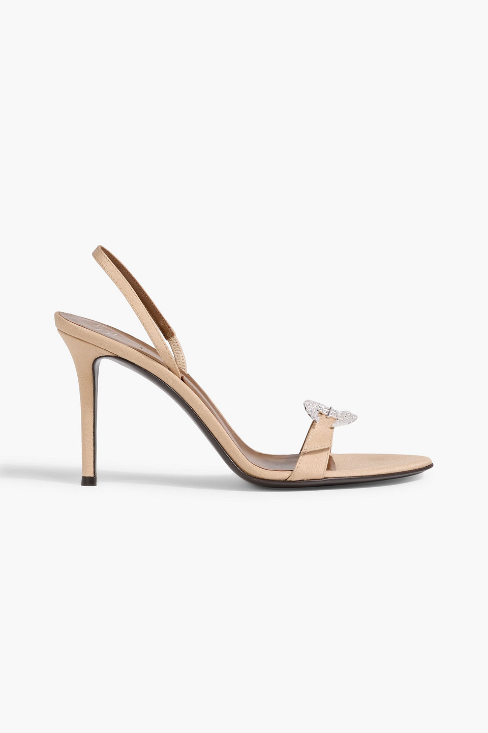Giuseppe Zanotti Marielena 90 Crystal-embellished Satin Slingback Sandals In Neutral