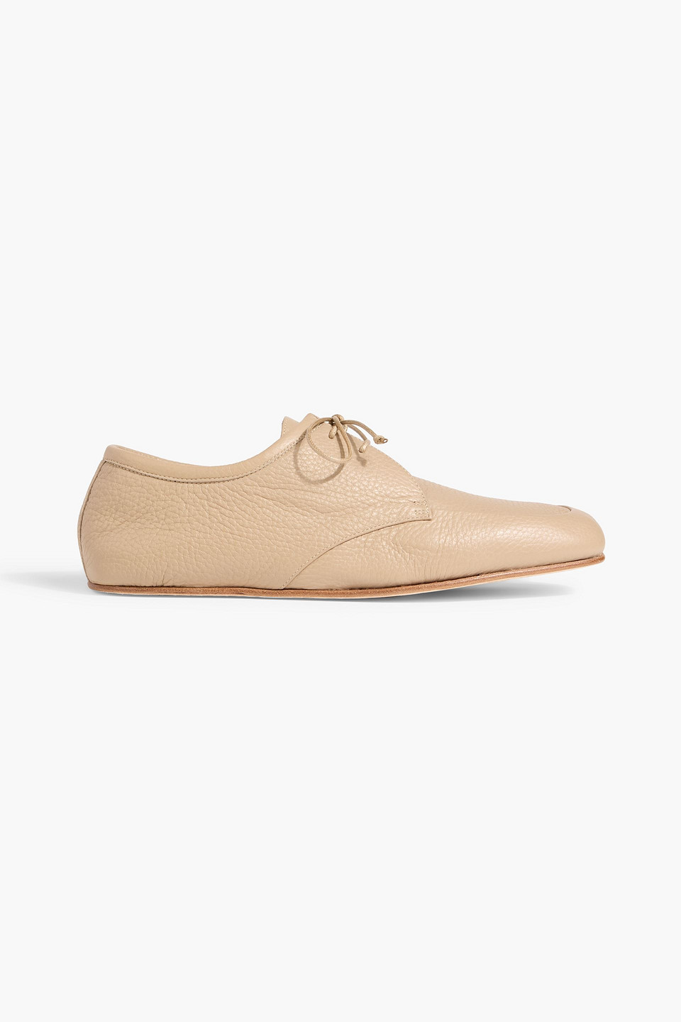 Gabriela Hearst Luca Pebbled-leather Brogues In Neutral