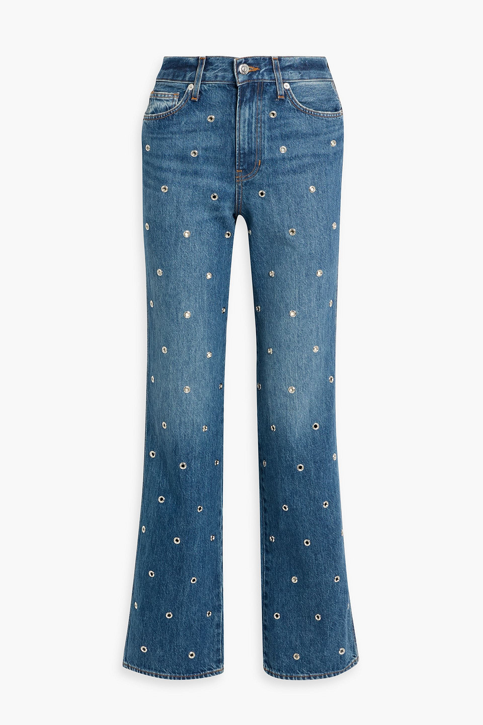Veronica Beard Dylan Eyelet-embellished High-rise Straight-leg Jeans In Blue