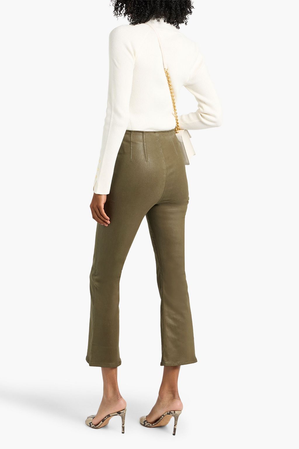 VERONICA BEARD Carson coated high-rise kick-flare jeans