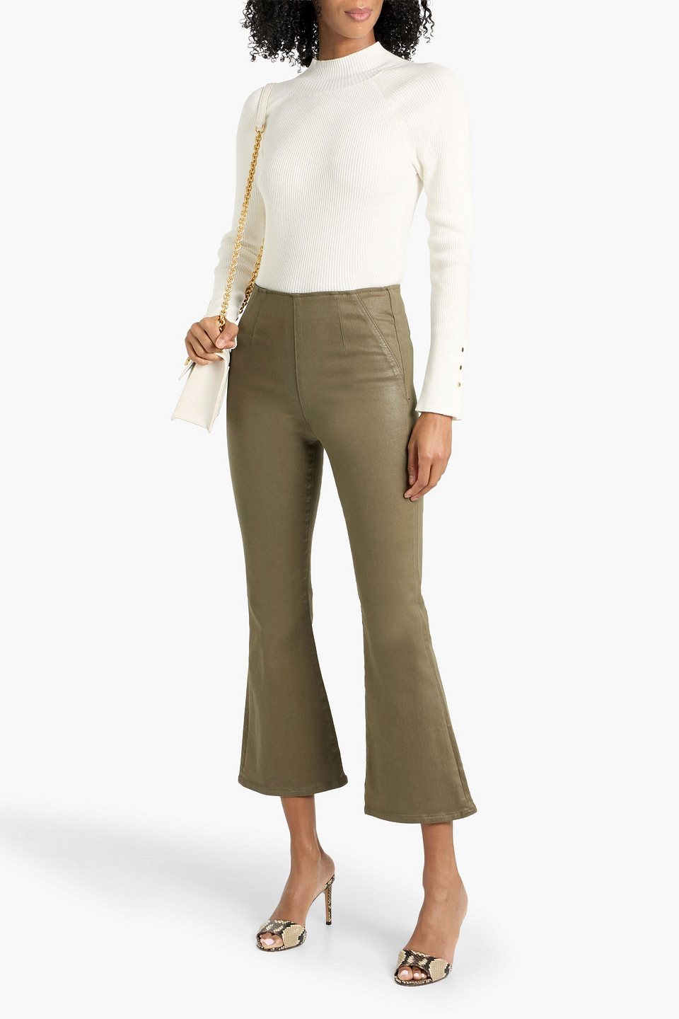  Veronica Beard - Hoch Sitzende Kick-flare-jeans „carson“ Mit Beschichtung - Grün - Xs 
