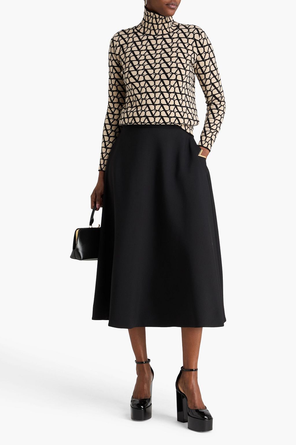 VALENTINO GARAVANI Jacquard-knit wool turtleneck sweater