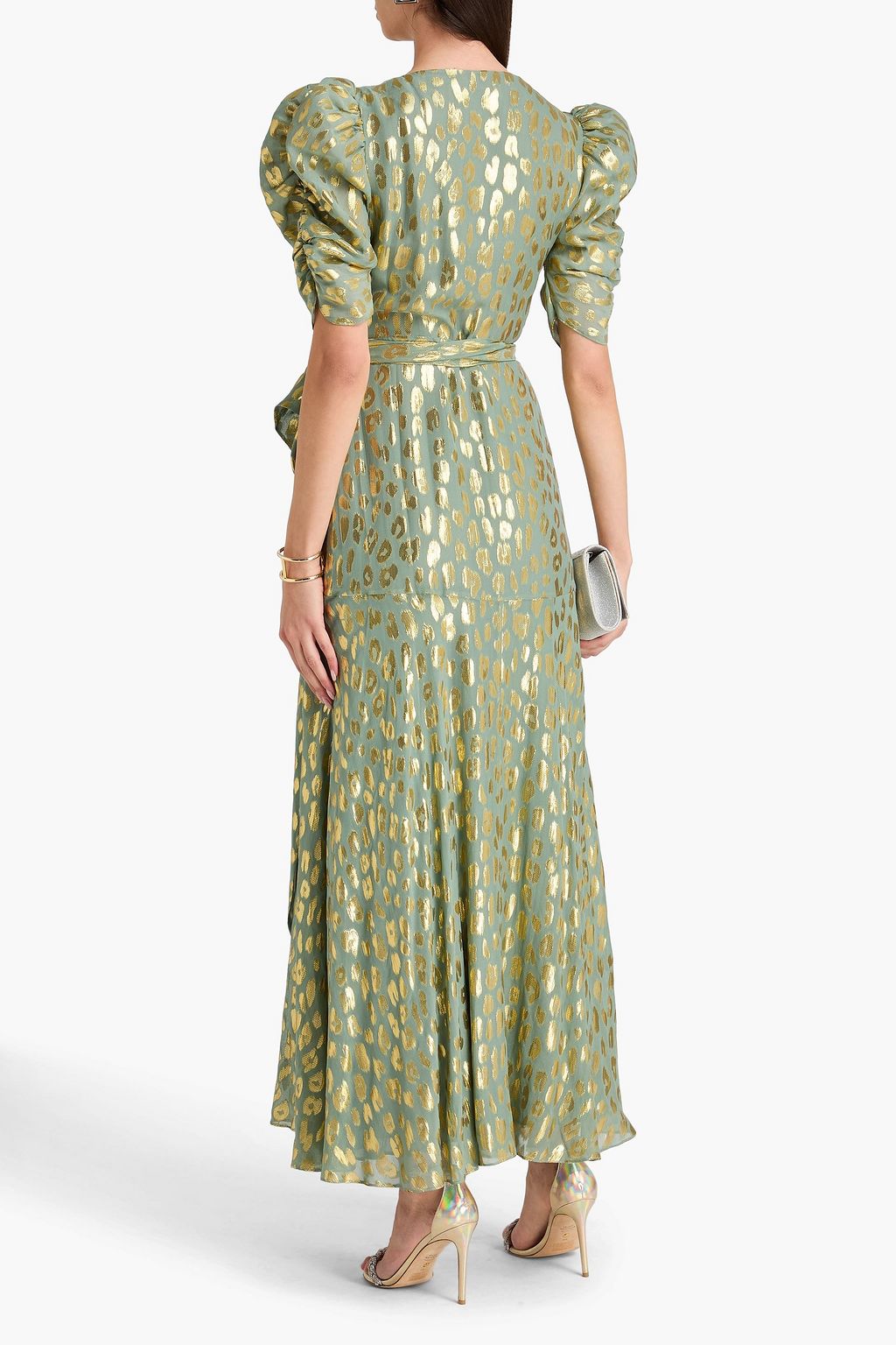 TEMPERLEY LONDON Kyra metallic fil coupé georgette maxi wrap dress