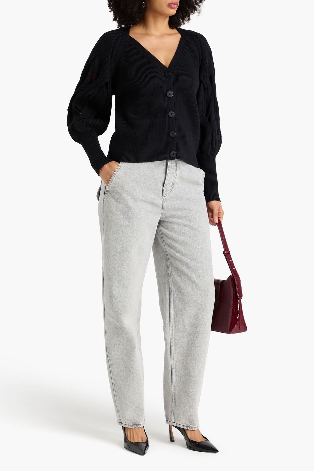 SIMKHAI ケーブルニット コットン&ウール混 カーディガン