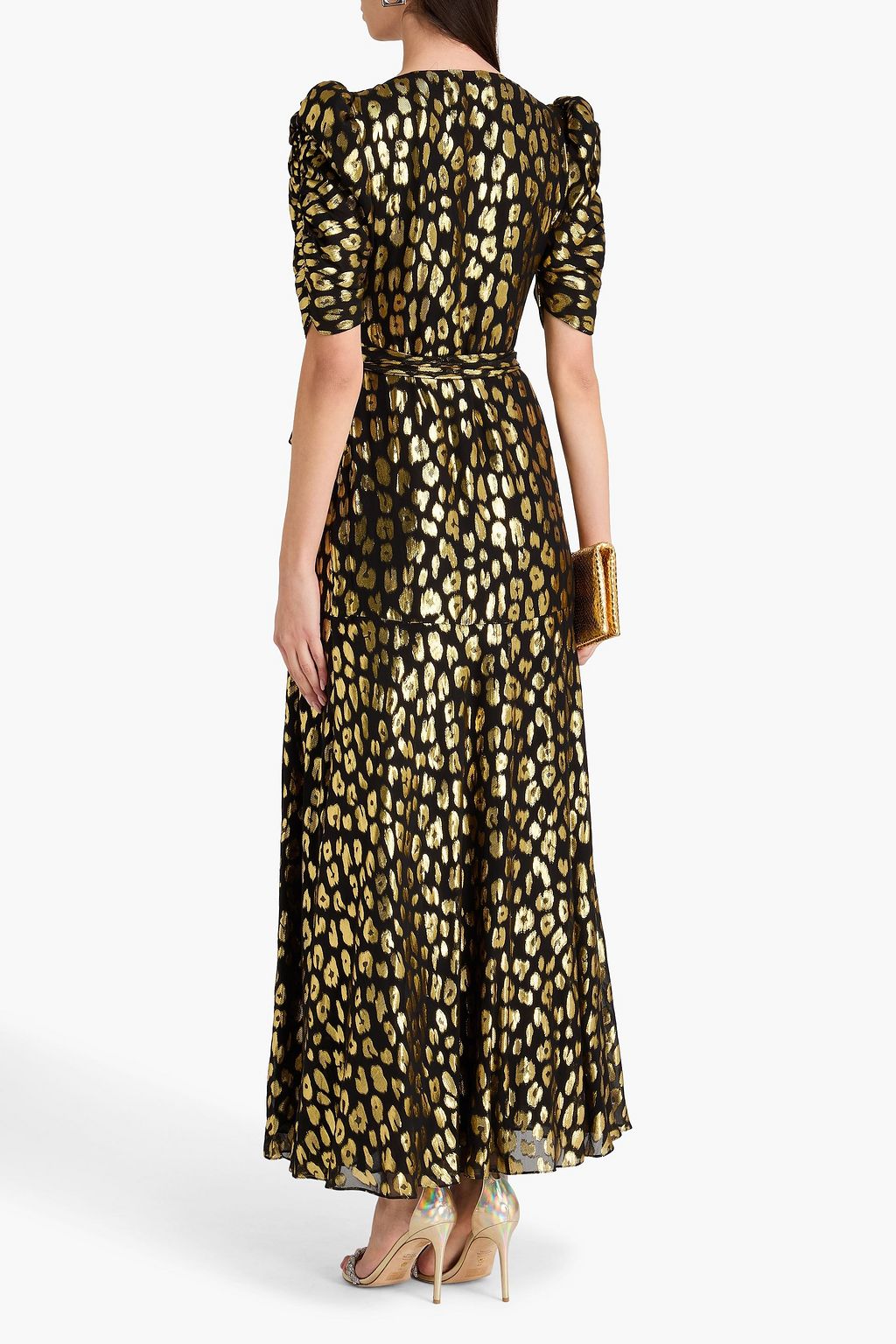 TEMPERLEY LONDON Kyra metallic fil coupé georgette maxi wrap dress