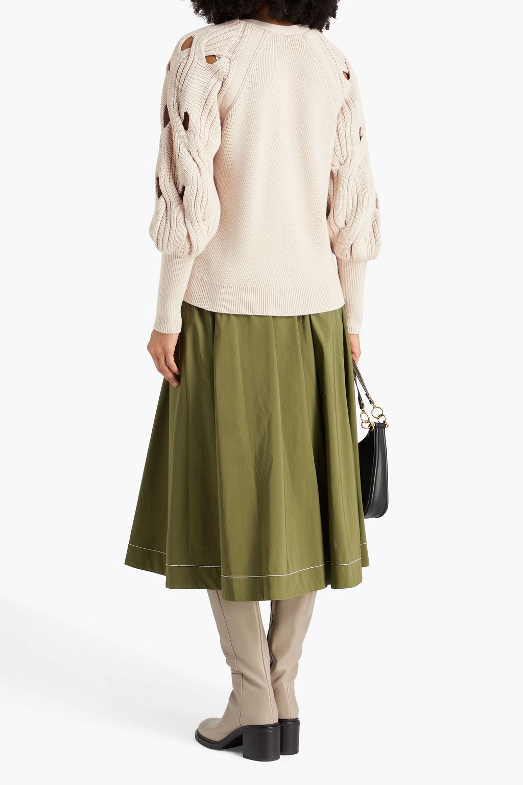 SIMKHAI Cable-knit cotton and wool-blend cardigan