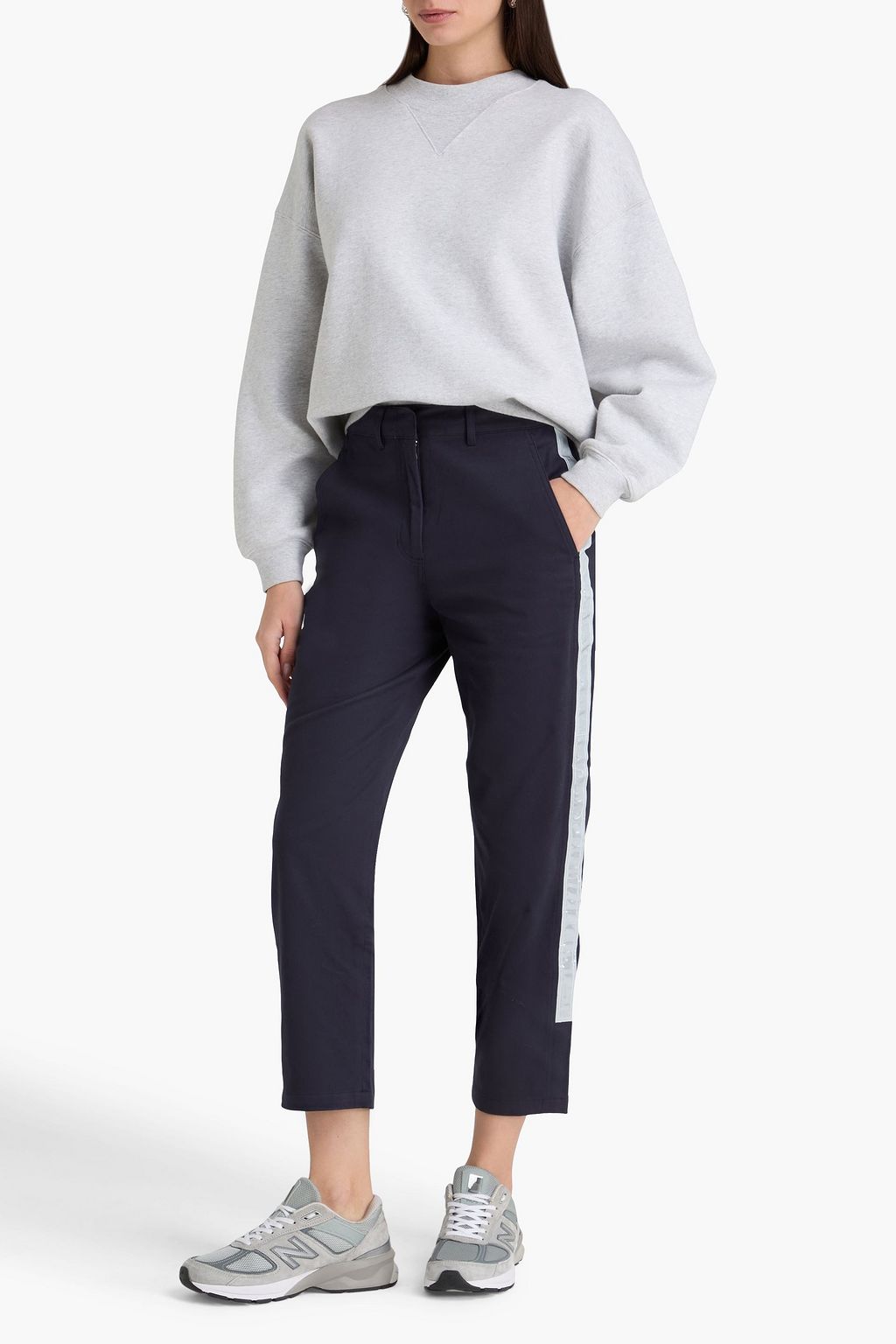 TORY BURCH Cropped cotton-twill tapered pants