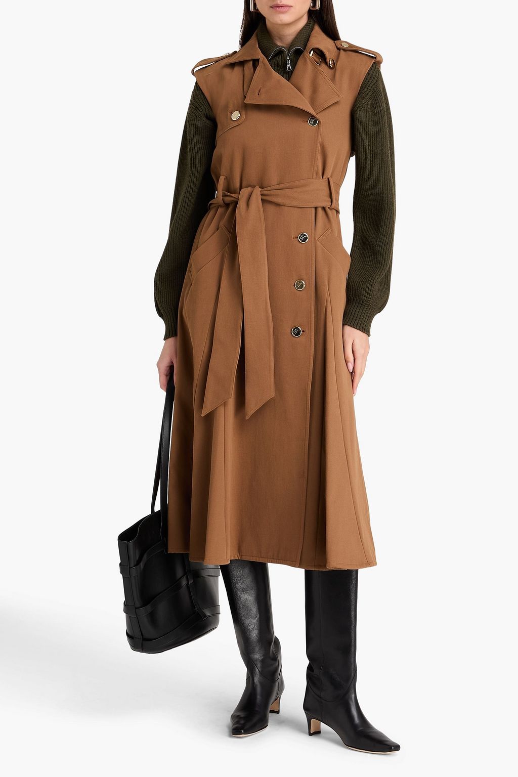 TEMPERLEY LONDON فيست "خافيير" من التويل المصنوع من مزيج الصوف والقطن مزود بحزام