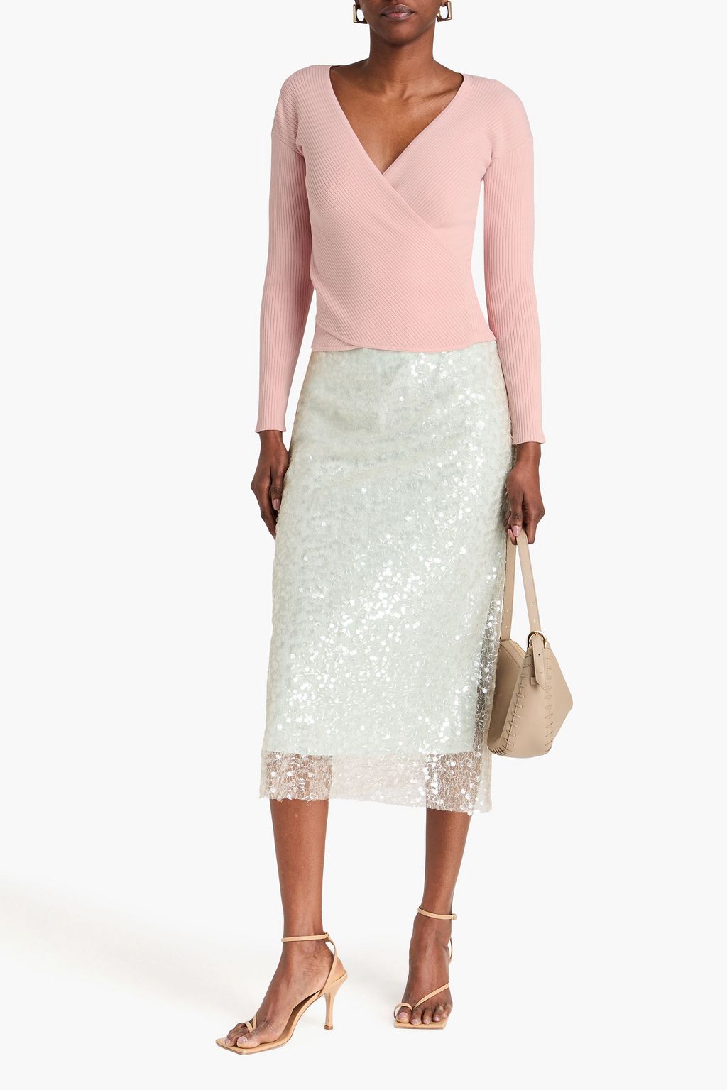 SIMKHAI リブ編みニット ラップ風トップス