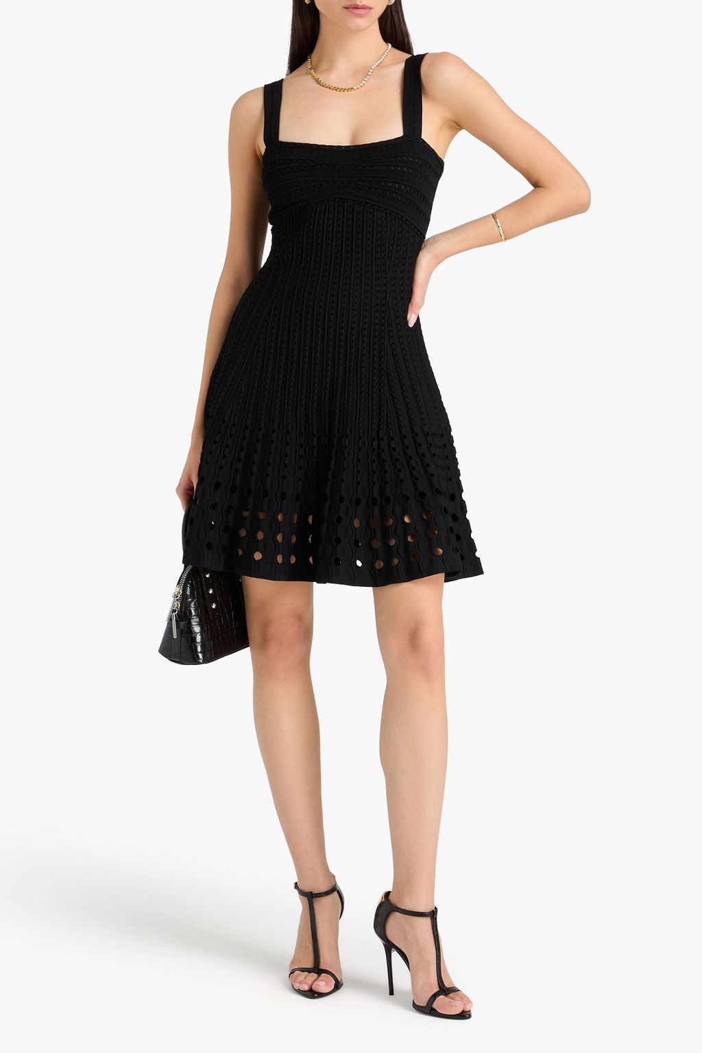 SIMKHAI Laser-cut stretch-knit mini dress