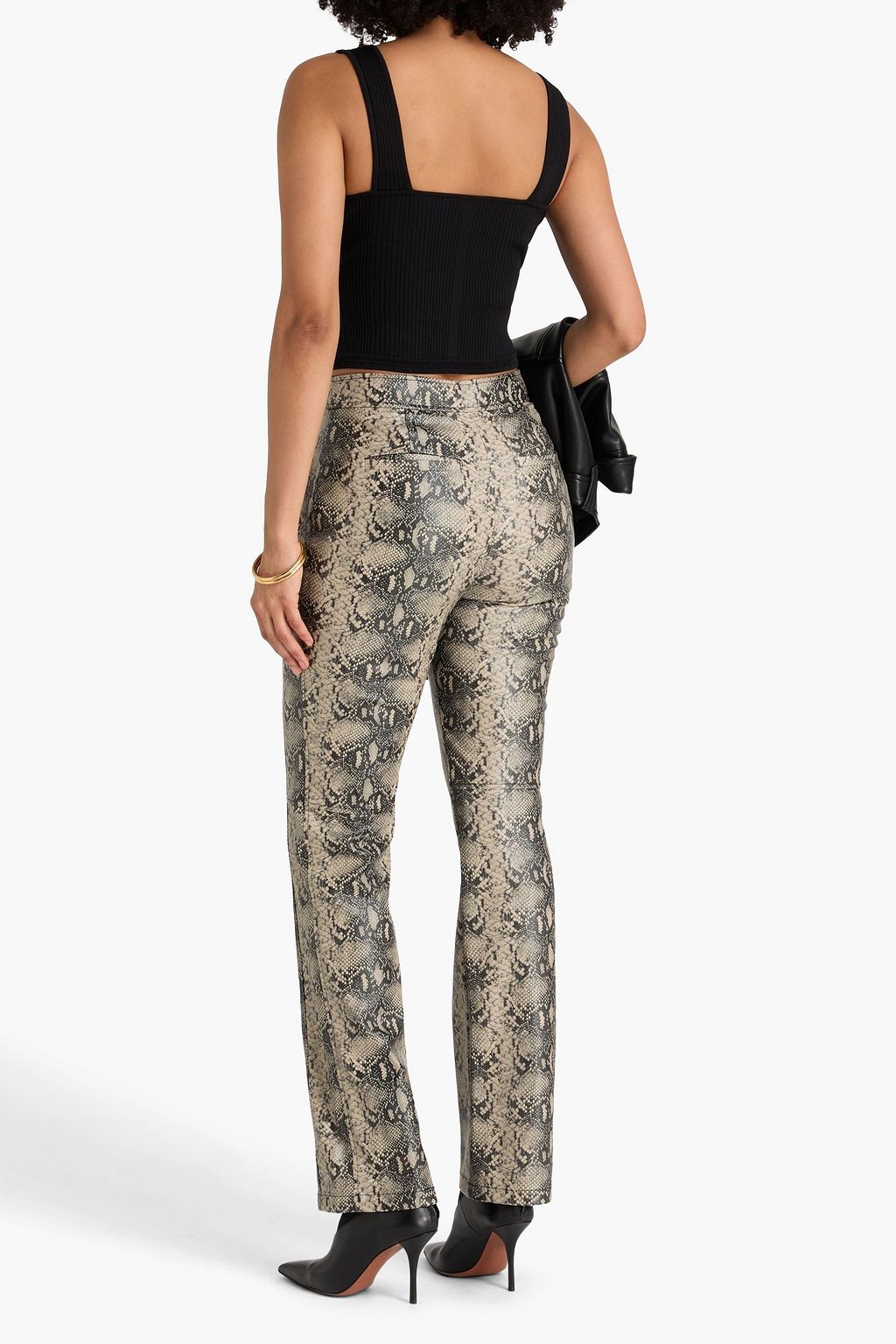 SIMKHAI 랩 스타일 포인텔 니트 크롭 탱크탑