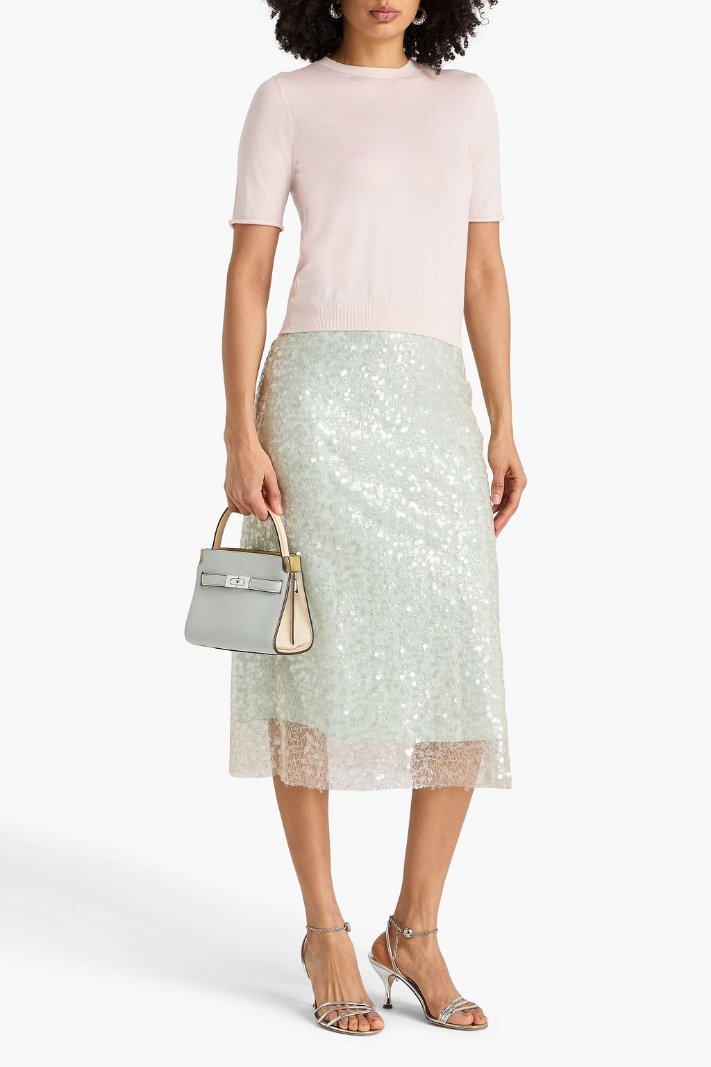 TORY BURCH بلوزة من مزيج الحرير والصوف