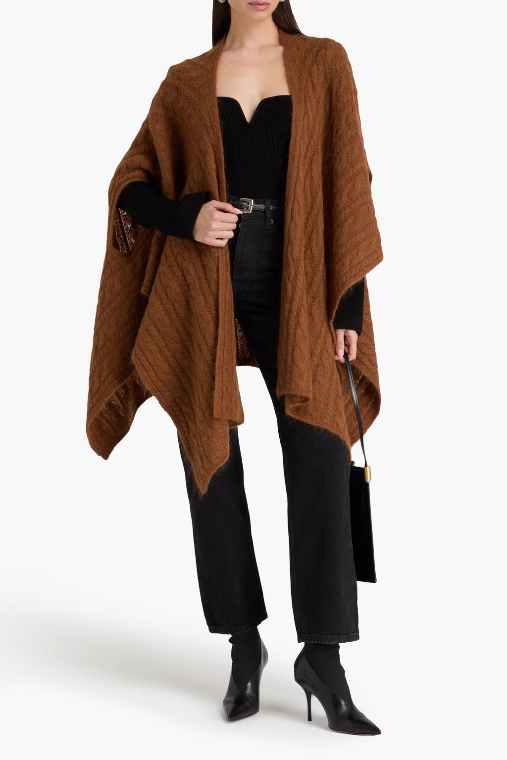 BY MALENE BIRGER ケーブルニット ウール混 ポンチョ