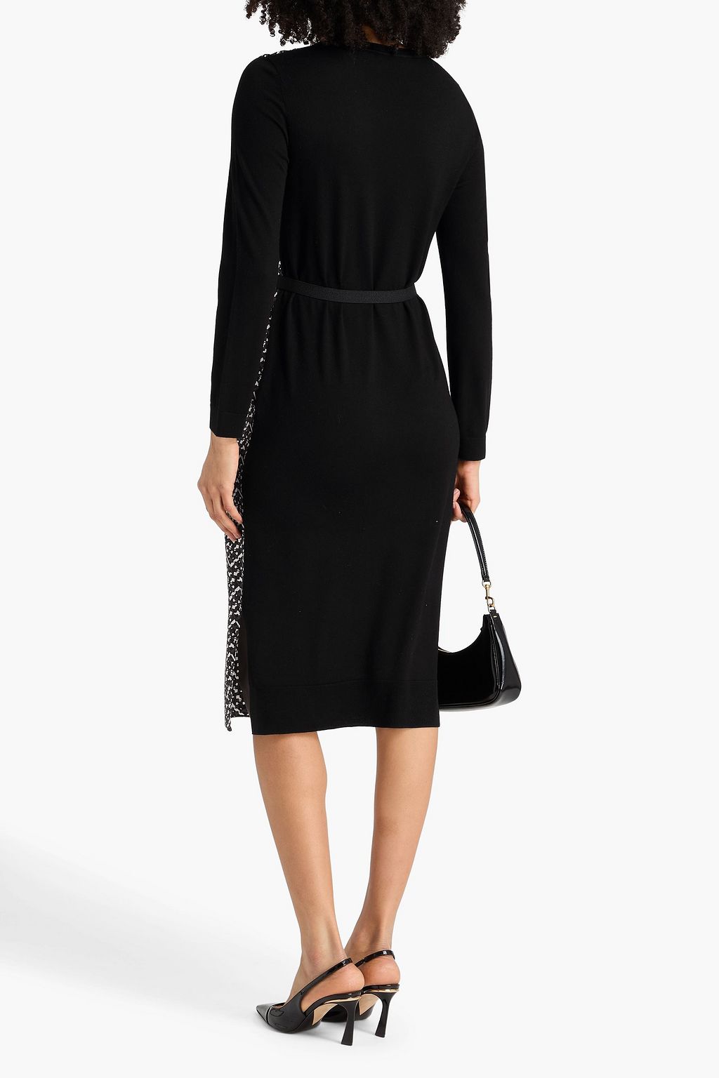 TORY BURCH Kleid aus Merinowolle und Seiden-Twill mit Print und Gürtel