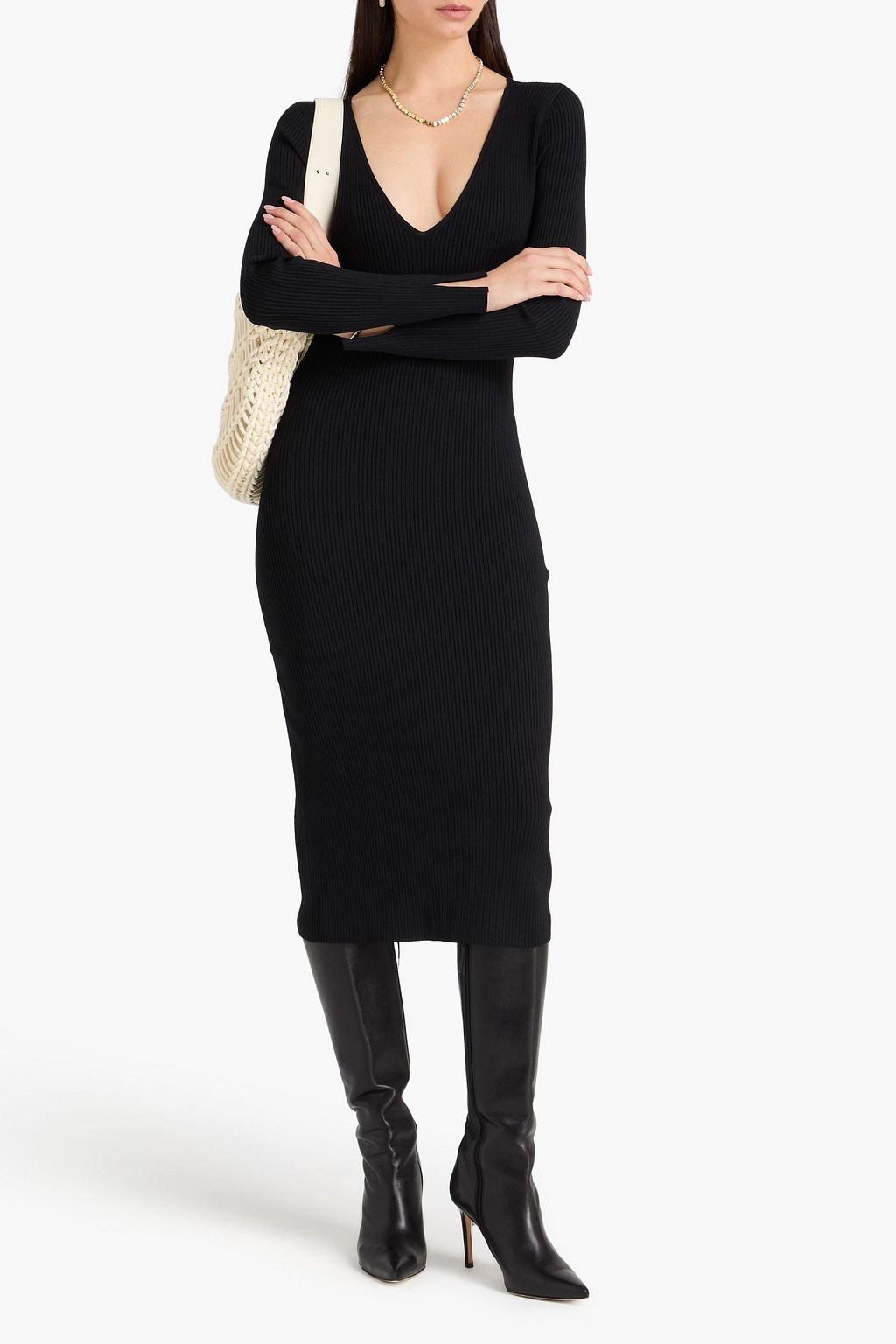 SIMKHAI Ribbed-knit midi dress