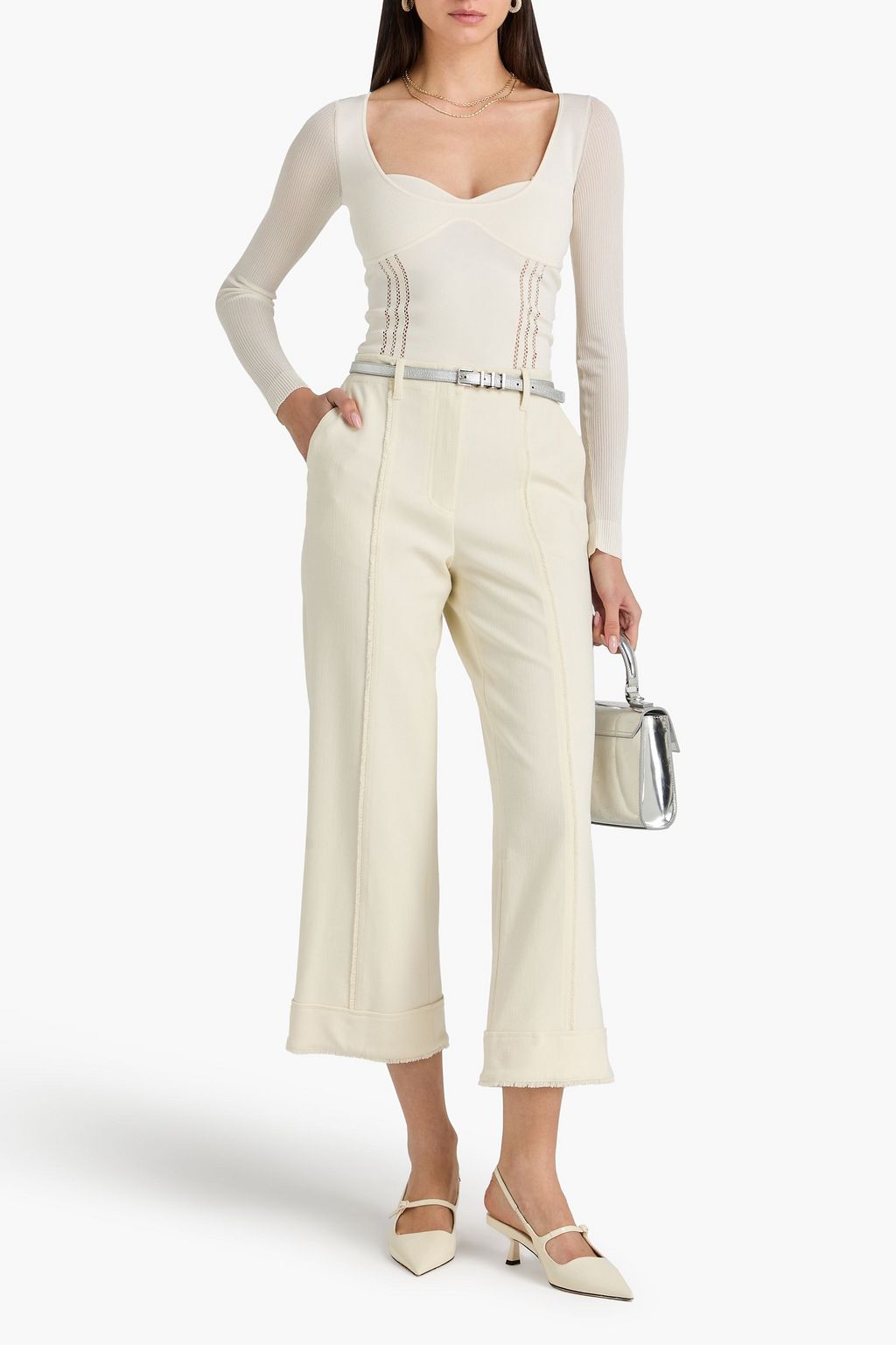 SIMKHAI Sully cropped wide-leg twill pants