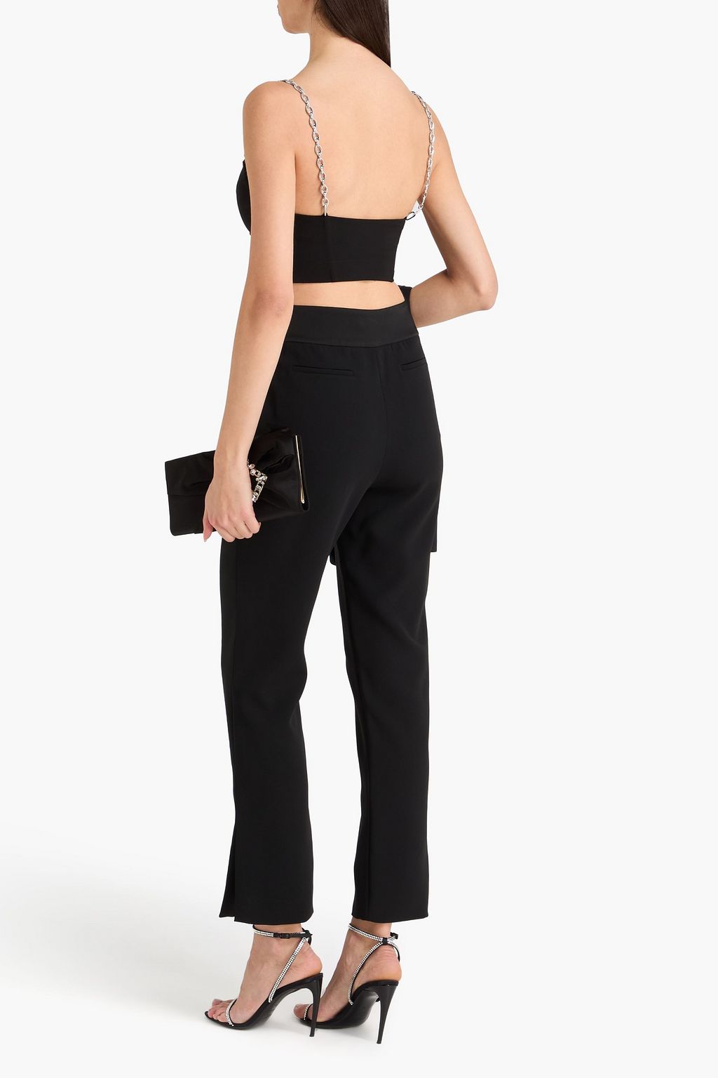 SIMKHAI Nylah satin-trimmed crepe straight-leg pants