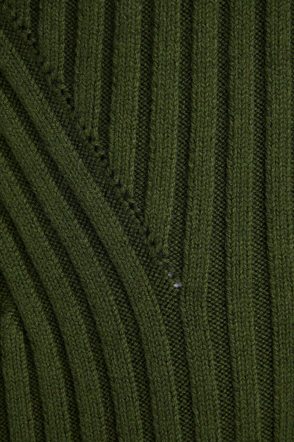 SIMKHAI Layered cable and crochet-knit cotton-blend mini dress