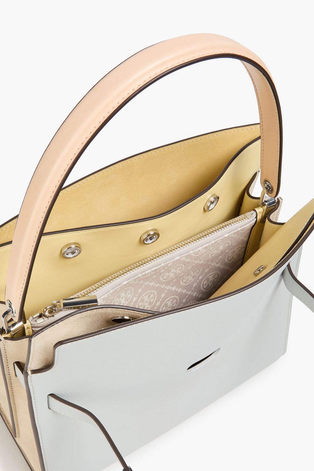 TORY BURCH حقيبة توت "لي رادزيويل" من الشامواه ومن الجلد بأقسام متباينة الألوان