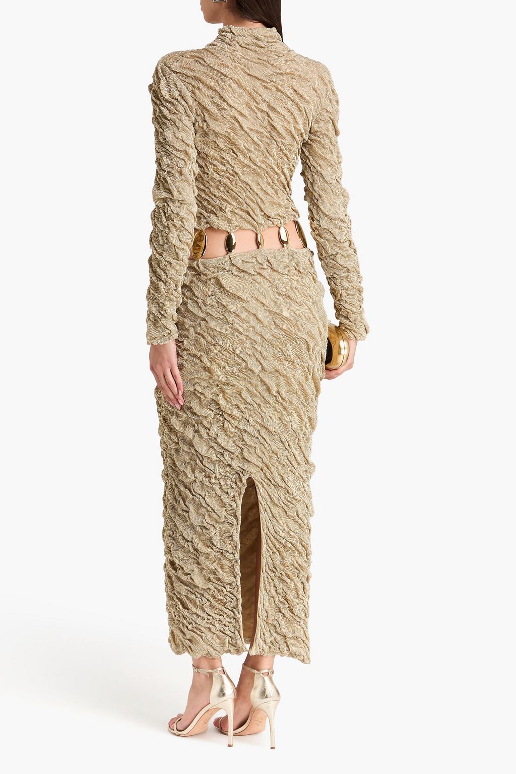 SIMKHAI Karissa cutout metallic textured-knit maxi dress