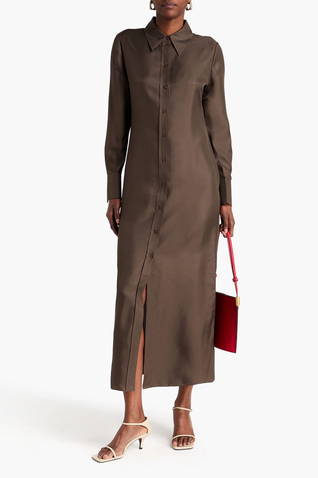 RÓHE Silk-twill maxi shirt dress