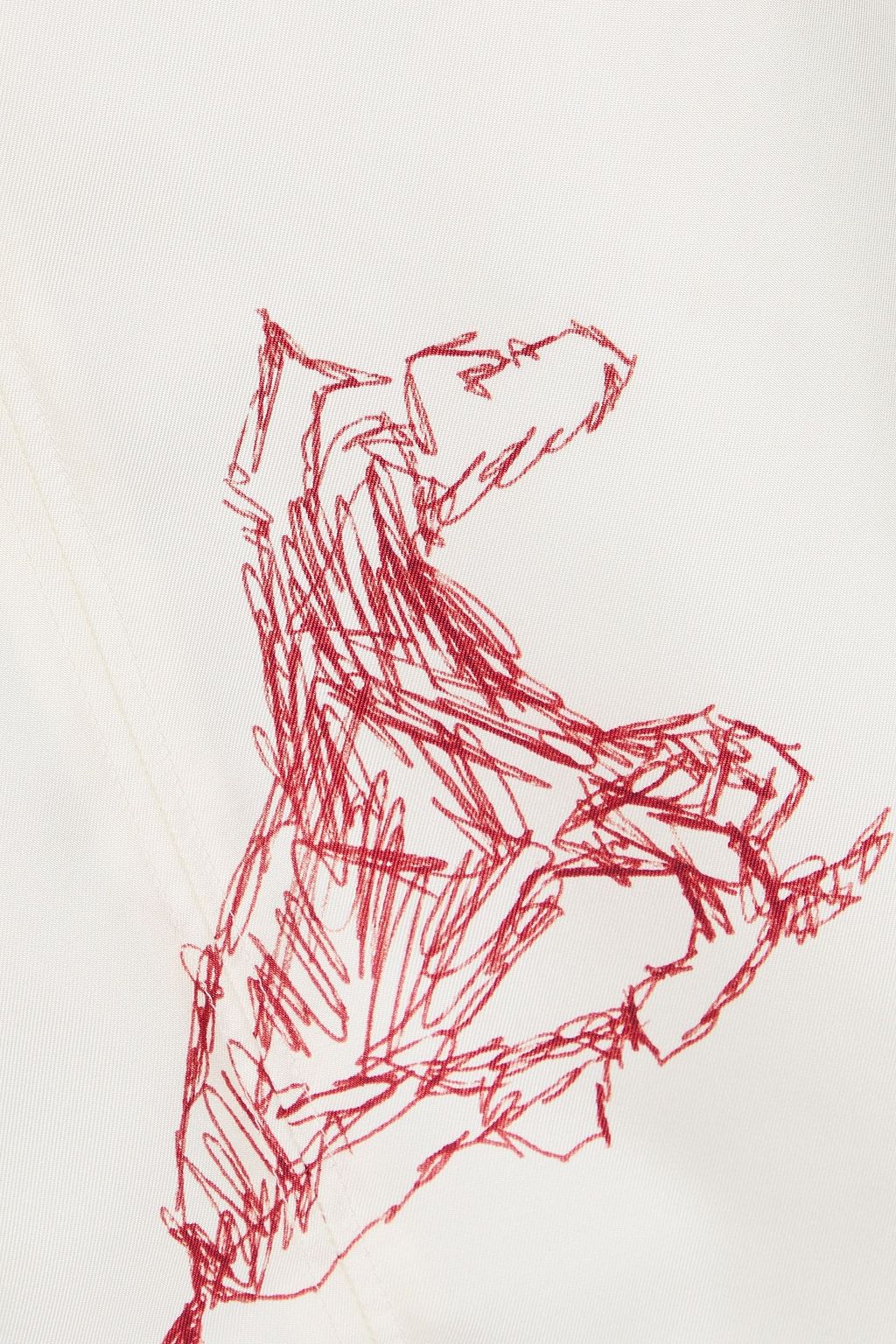 RÓHE تنورة متوسطة الطول من التويل الحريري بتصميم غير متماثل مزينة بطبعات