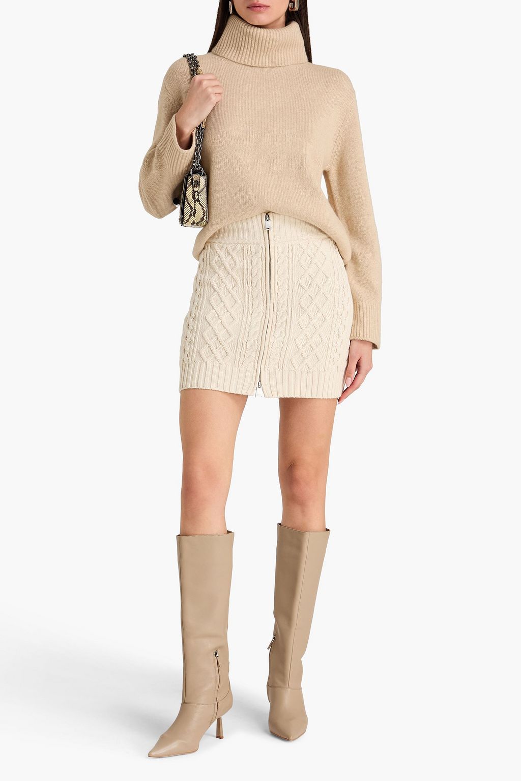 SIMKHAI Cable-knit cotton-blend mini skirt