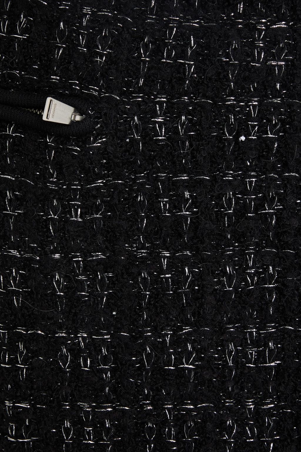 SIMKHAI 메탈릭 부클레 트위드 미니 스커트