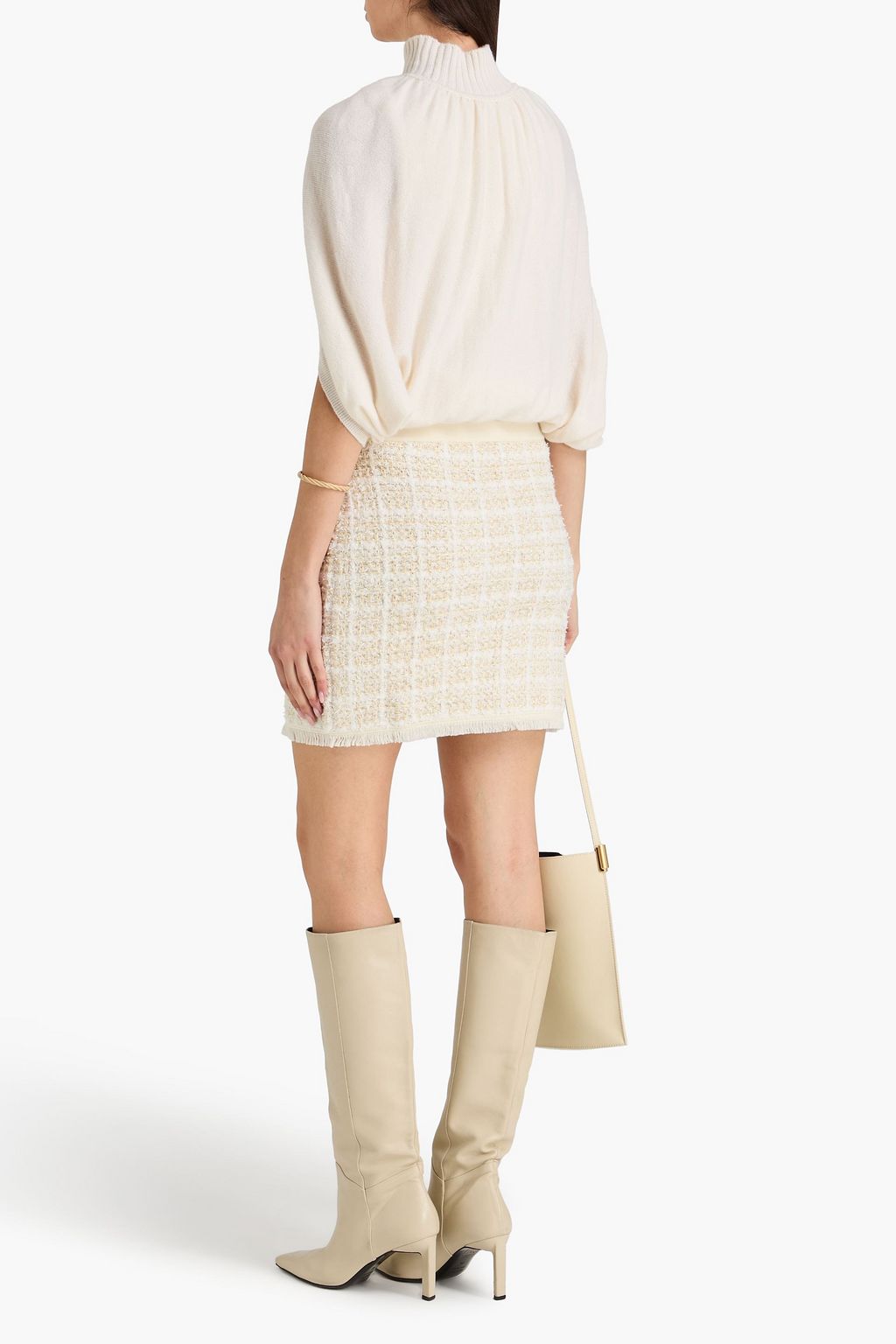 SIMKHAI Metallic bouclé-tweed mini skirt