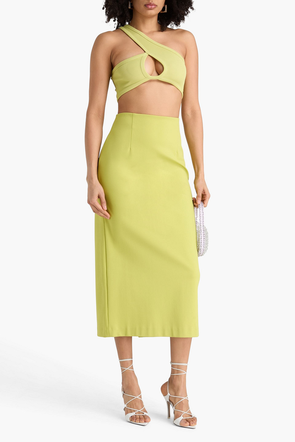  Christopher Esber - Cropped Oberteil Aus Geripptem Jersey Mit Asymmetrischer Schulterpartie - Grün - Uk 10 